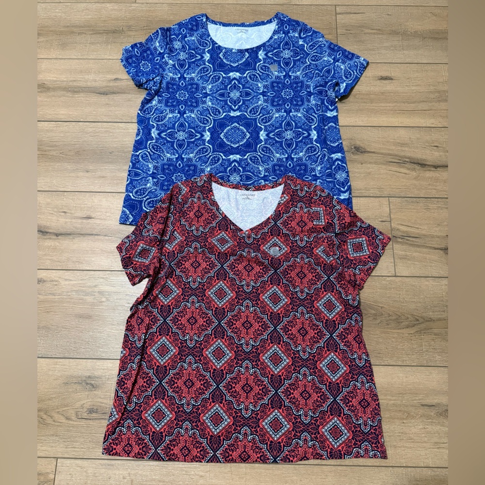 Catherines Bundle of 2 Short Sleeve Patterned Tops Size 0X 14/16 NWT